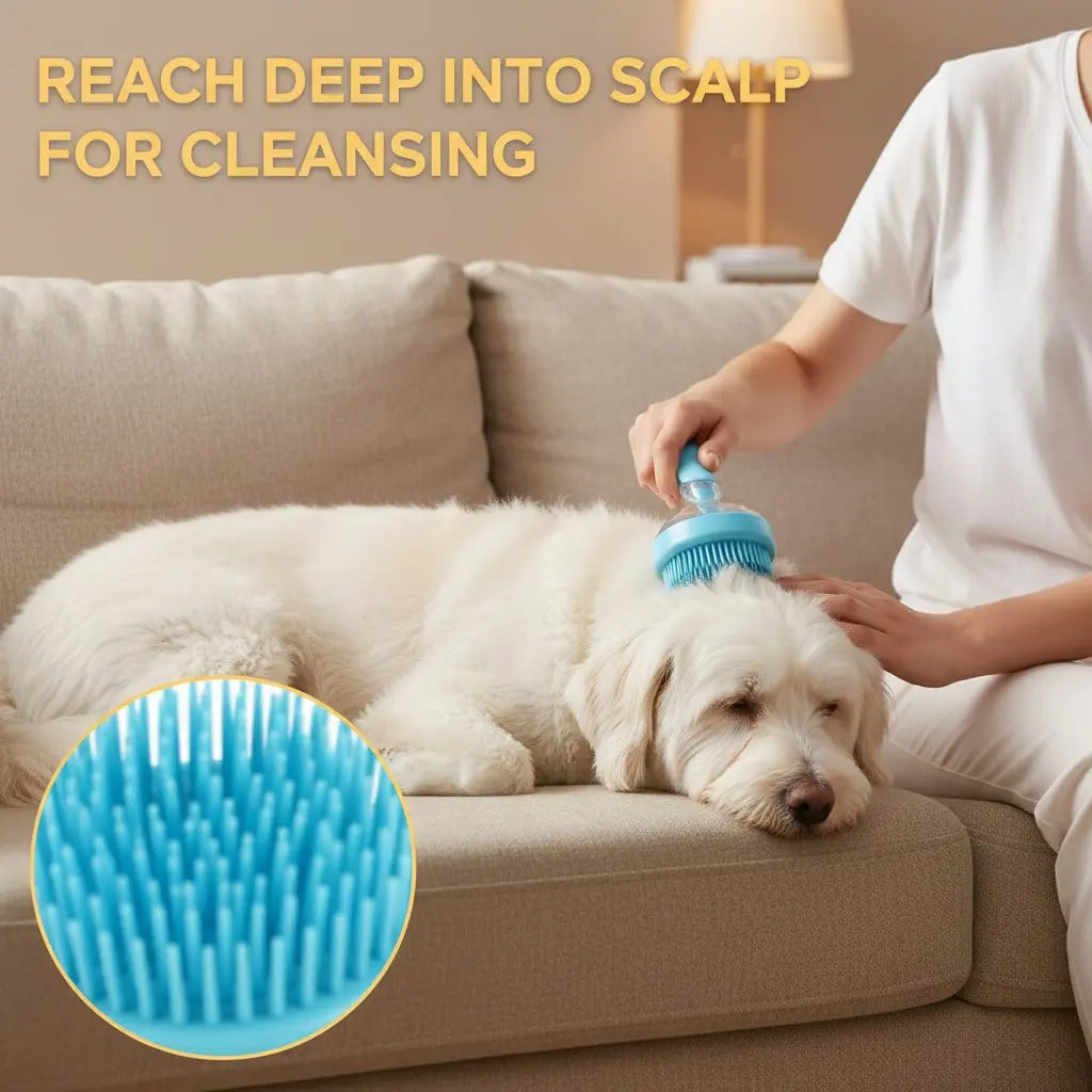 2026 New Universal 2-In-1 Pet Bath & Grooming Deshedding Brush with Built-In Soap Dispenser, 8In×3In×4In Gentle Massage Aid for Dogs & Cats, Enhances Beauty/Hair Care, Saves Dry Shampoo