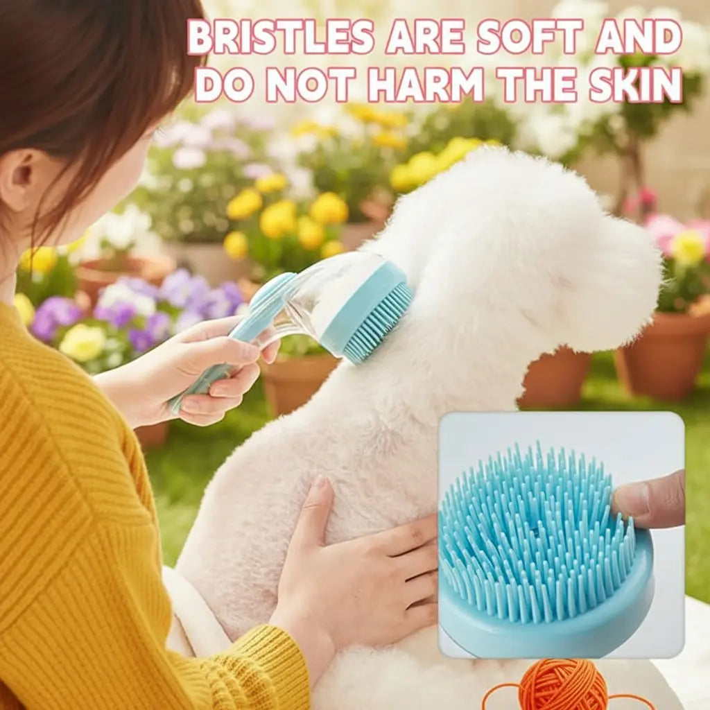 2026 New Universal 2-In-1 Pet Bath & Grooming Deshedding Brush with Built-In Soap Dispenser, 8In×3In×4In Gentle Massage Aid for Dogs & Cats, Enhances Beauty/Hair Care, Saves Dry Shampoo