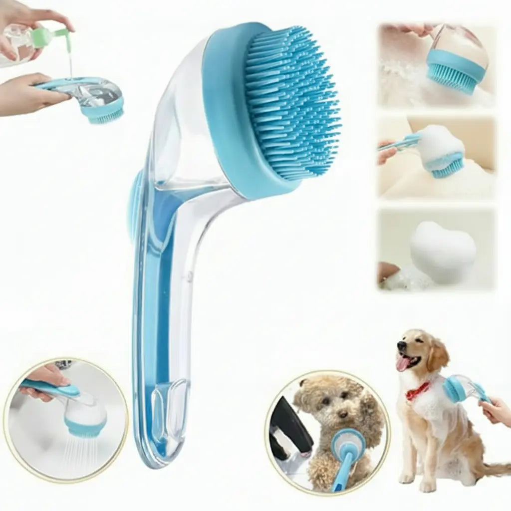 2026 New Universal 2-In-1 Pet Bath & Grooming Deshedding Brush with Built-In Soap Dispenser, 8In×3In×4In Gentle Massage Aid for Dogs & Cats, Enhances Beauty/Hair Care, Saves Dry Shampoo